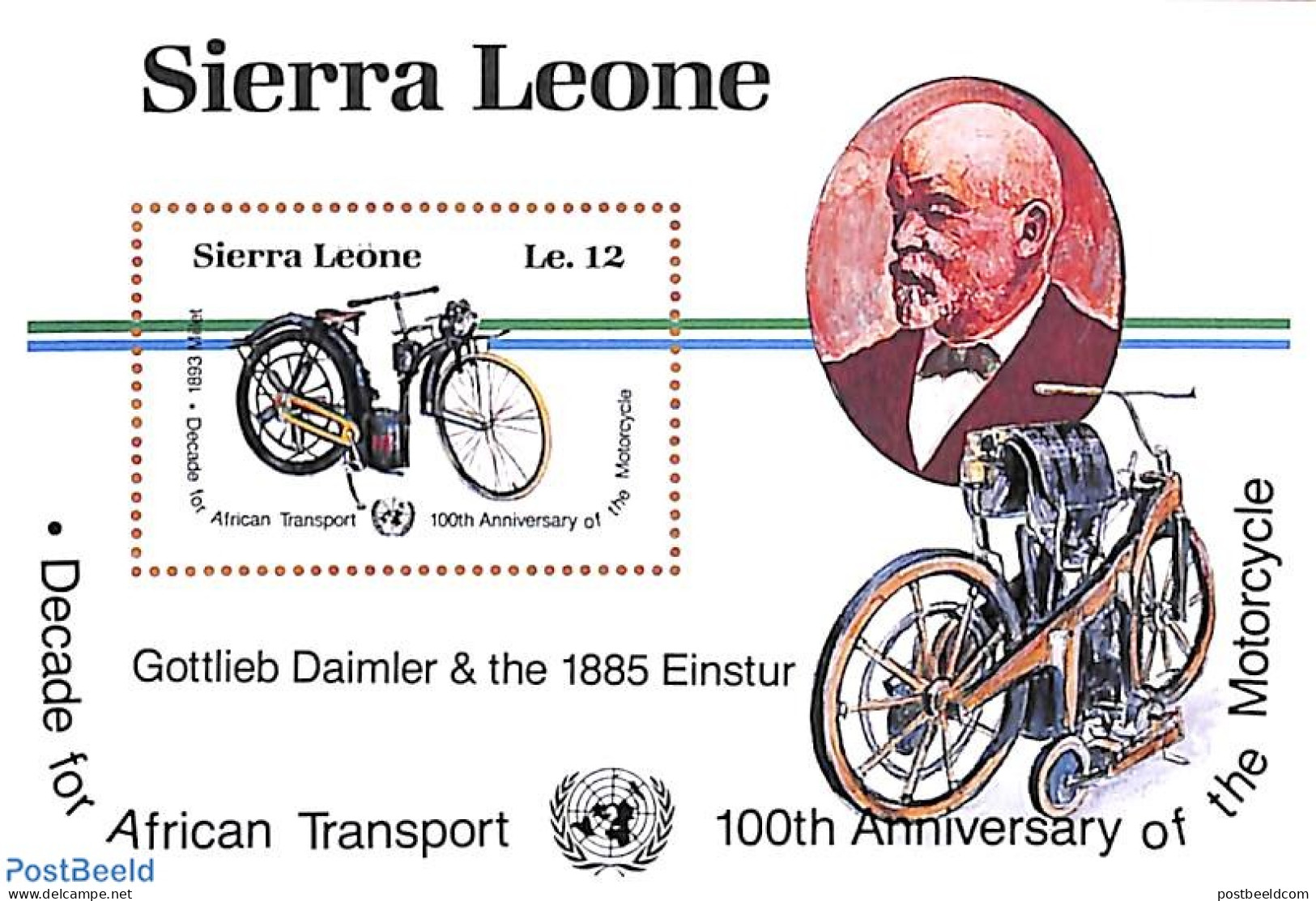 Sierra Leone 1985 Motor Cycle Centenary S/s, Mint NH, Transport - Motorcycles - Motorbikes