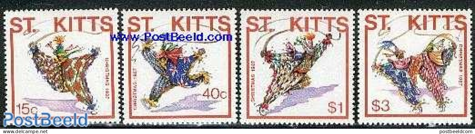 Saint Kitts/Nevis 1987 Christmas 4v, Mint NH, Religion - Various - Christmas - Folklore - Christmas