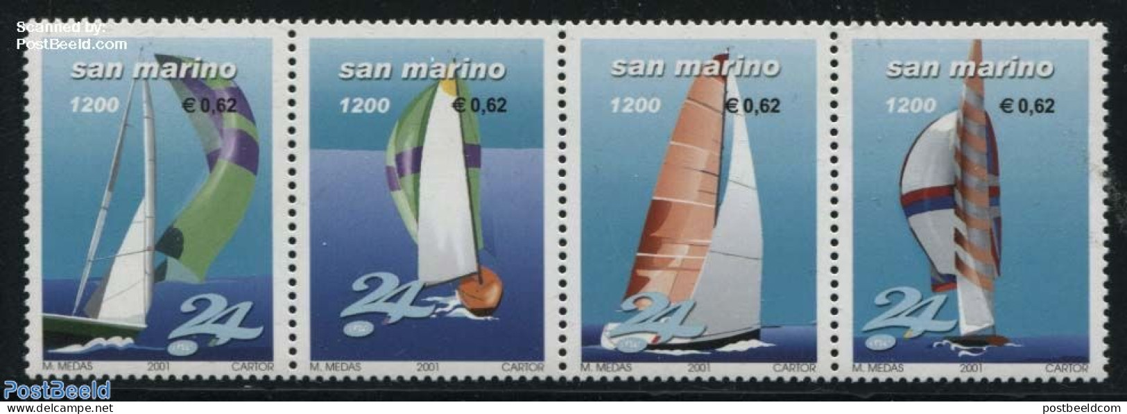 San Marino 2001 Regatta 4v [+] Or [:::], Mint NH, Sport - Transport - Sailing - Ships And Boats - Neufs
