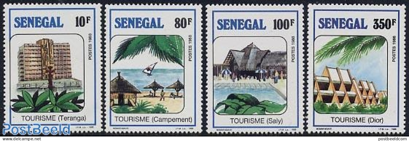 Senegal 1989 Tourism 4v, Mint NH, Various - Hotels - Tourism - Art - Modern Architecture - Hotels, Restaurants & Cafés