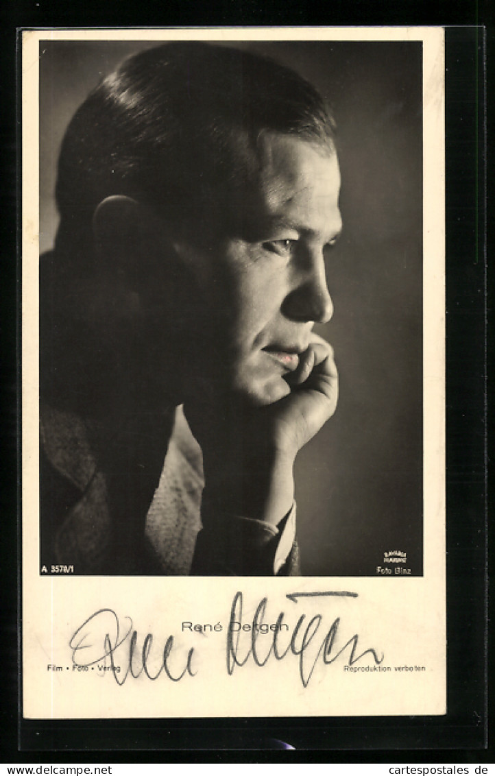 AK Schauspieler René Detgen In Denkerpose, Original Autograph  - Acteurs