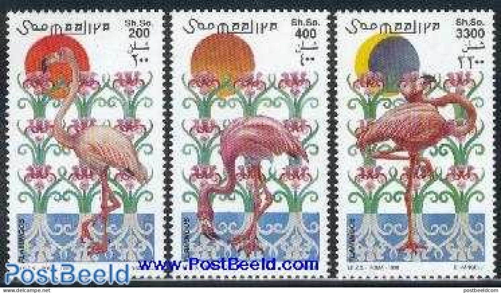Somalia 1998 Flamingoes 3v, Mint NH, Nature - Birds - Flamingo - Somalia (1960-...)