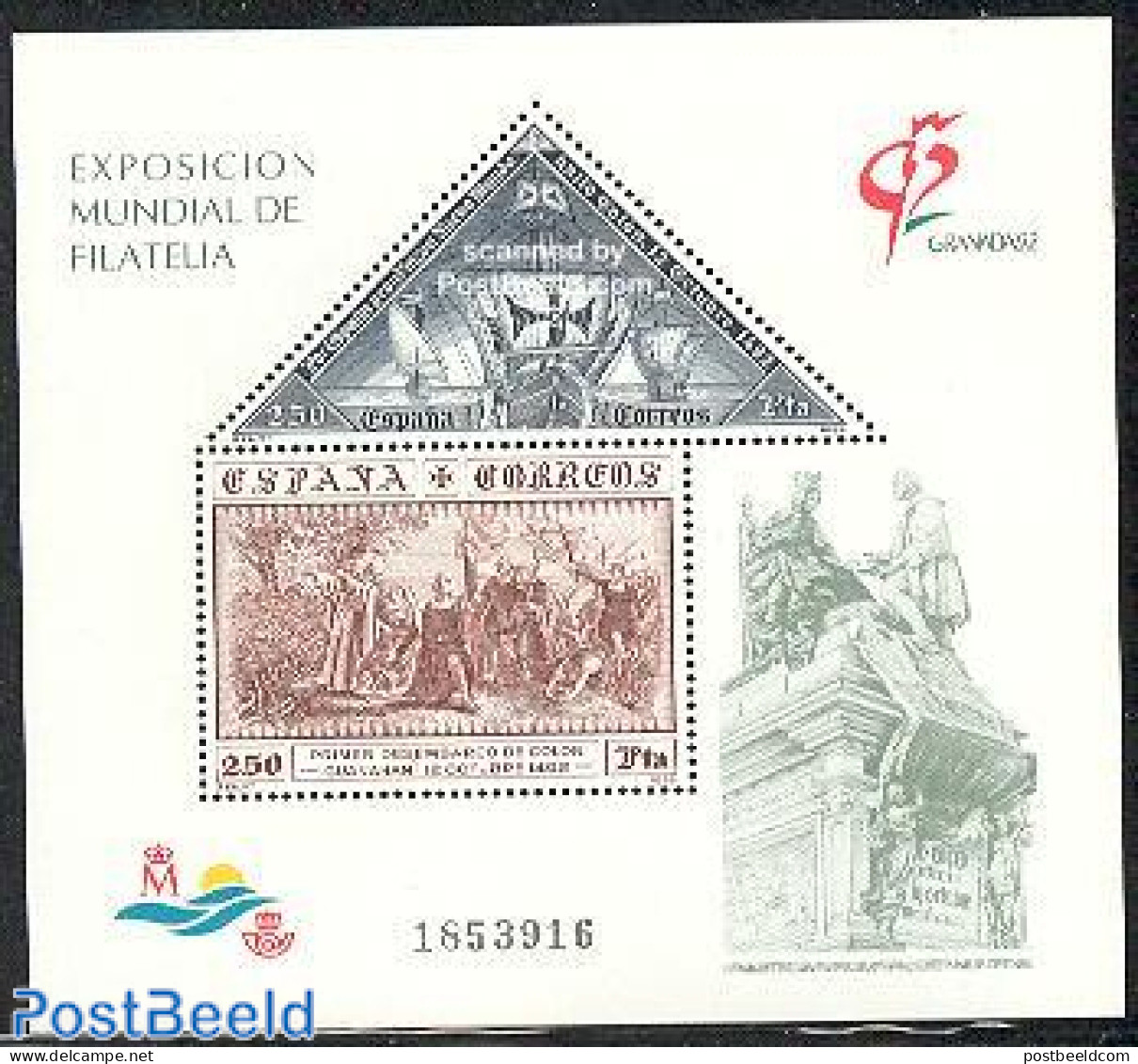 Spain 1992 Granada 92 S/s, Mint NH, History - Transport - Explorers - Philately - Ships And Boats - Neufs