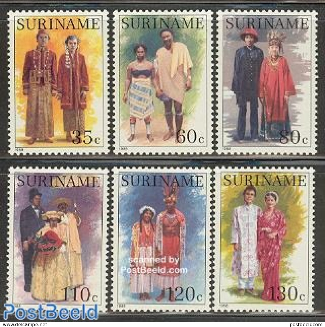 Suriname, Republic 1988 Costumes 6v, Mint NH, Various - Costumes - Costumes