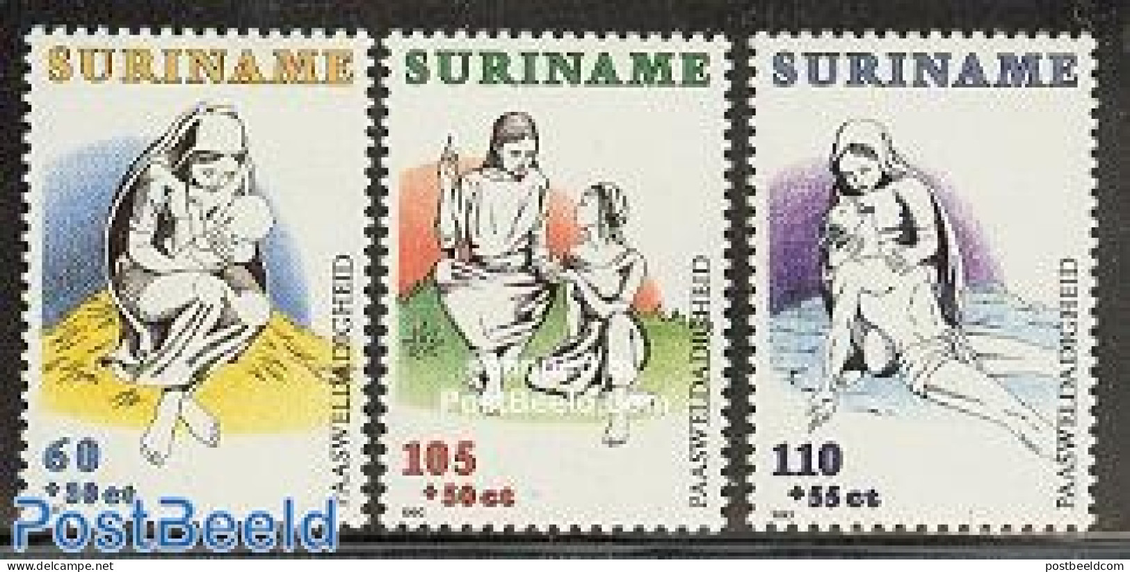 Suriname, Republic 1990 Easter 3v, Mint NH, Religion - Religion - Suriname