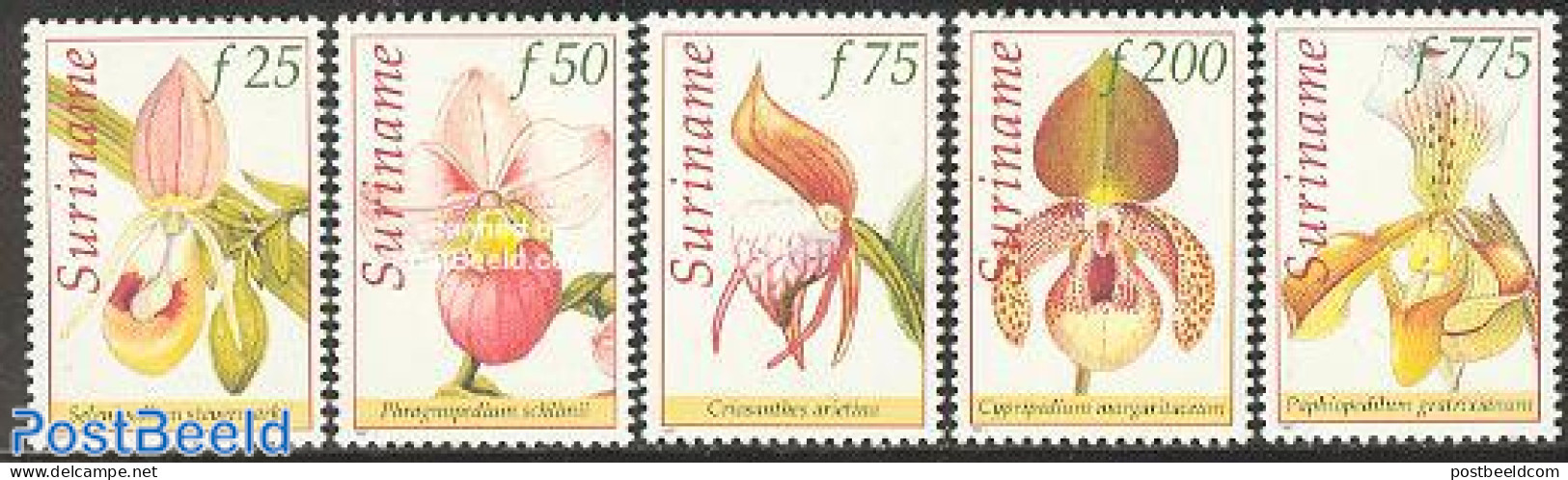 Suriname, Republic 1997 Orchids 5v, Mint NH, Nature - Flowers & Plants - Orchids - Surinam