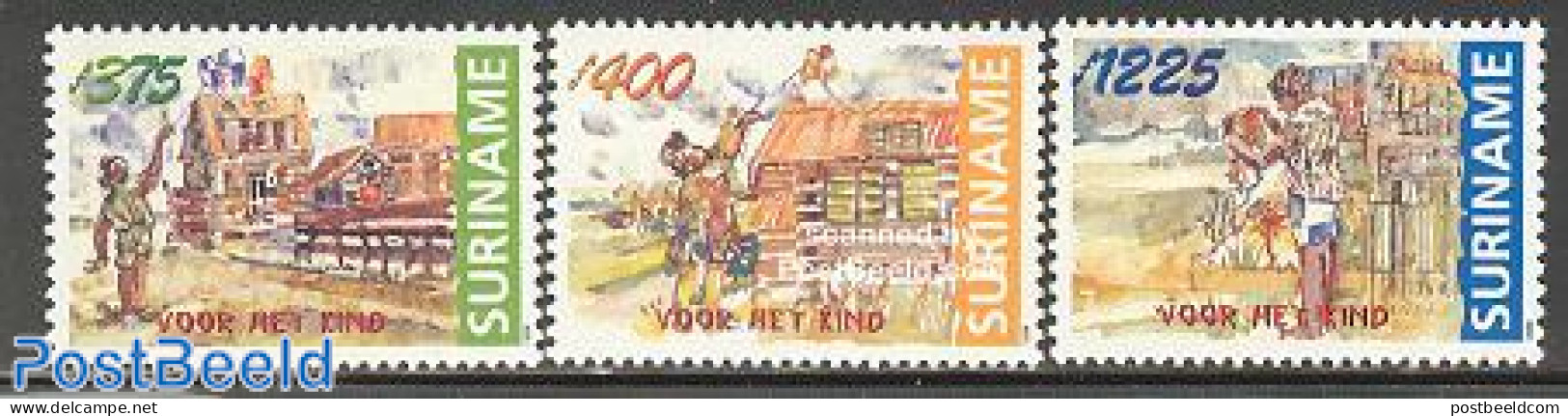 Suriname, Republic 1998 Child Welfare 3v, Mint NH, Sport - Various - Kiting - Toys & Children's Games - Surinam