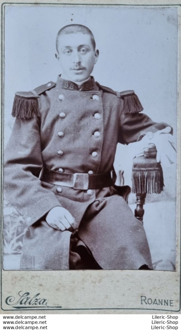 CDV, Photographie Salza, Roanne Portrait  D'un Jeune Militaire Du 98ème R.I - Guerre, Militaire