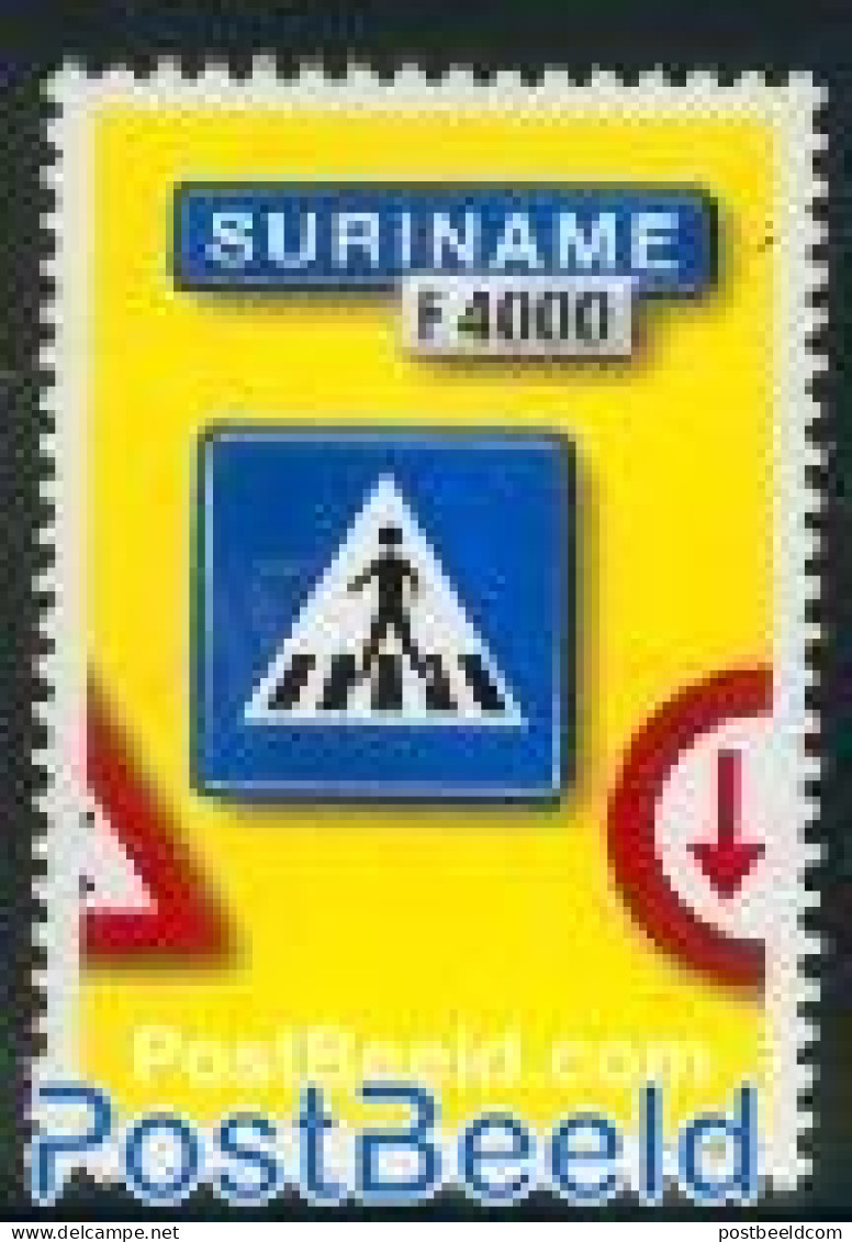 Suriname, Republic 2001 Traffic Sign, Zebra 1v, Mint NH, Transport - Traffic Safety - Unfälle Und Verkehrssicherheit