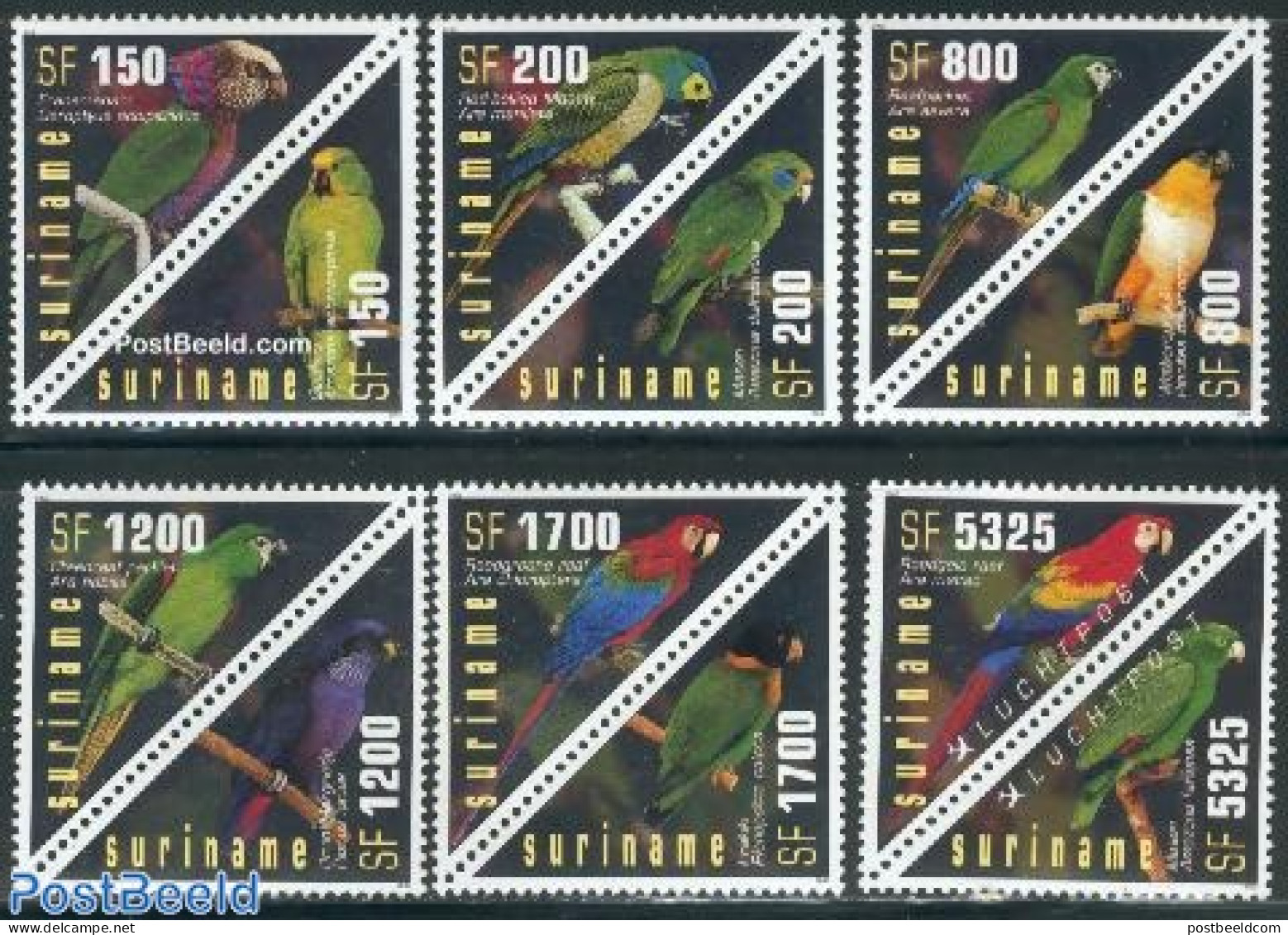 Suriname, Republic 2002 Birds, Parrots 6x2v, Mint NH, Nature - Birds - Parrots - Surinam