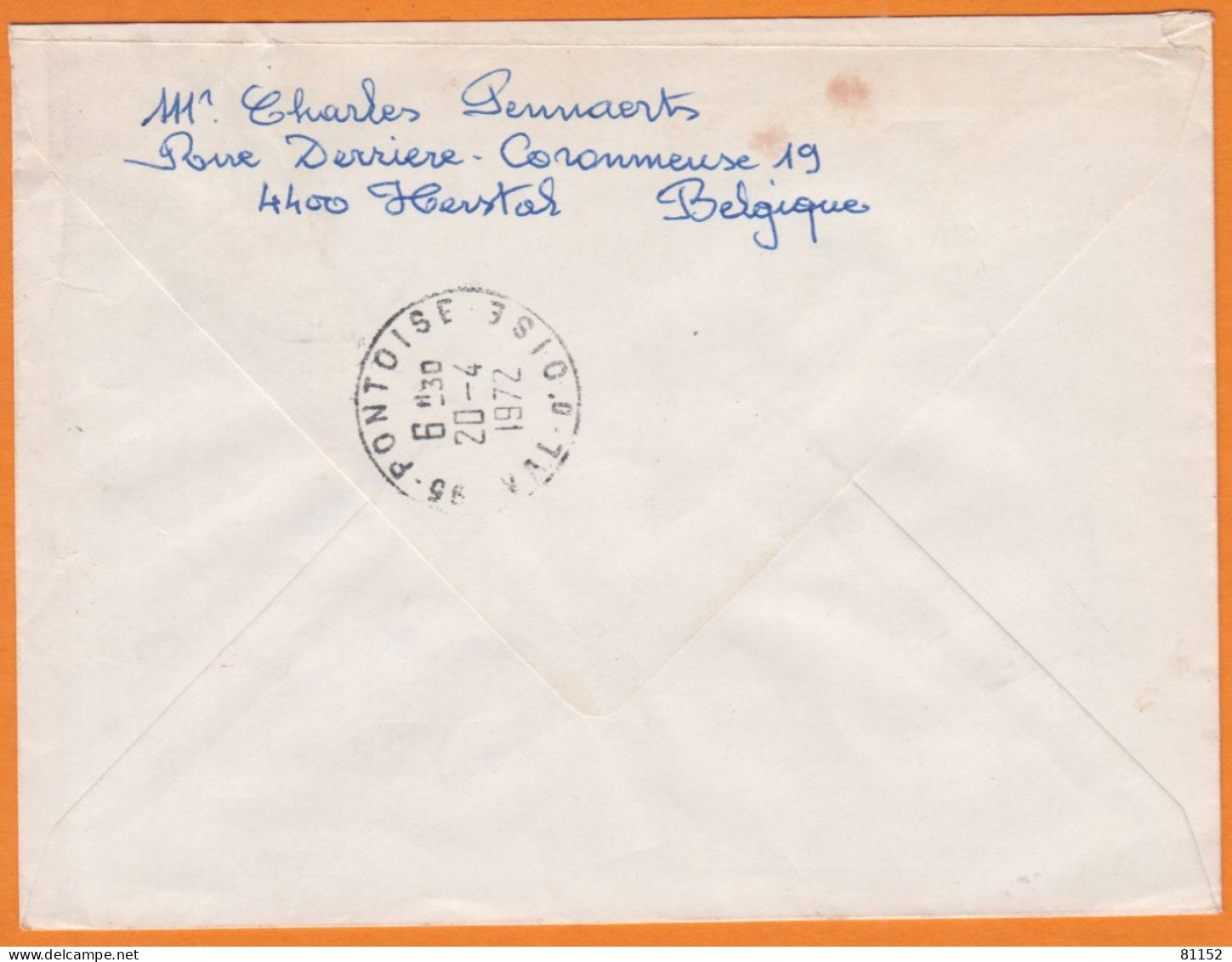 BELGIQUE   Lettre Recommandée De LIEGE 1972  Avec Compo De 4 Timbres Pour 95 PONTOISE - Brieven En Documenten