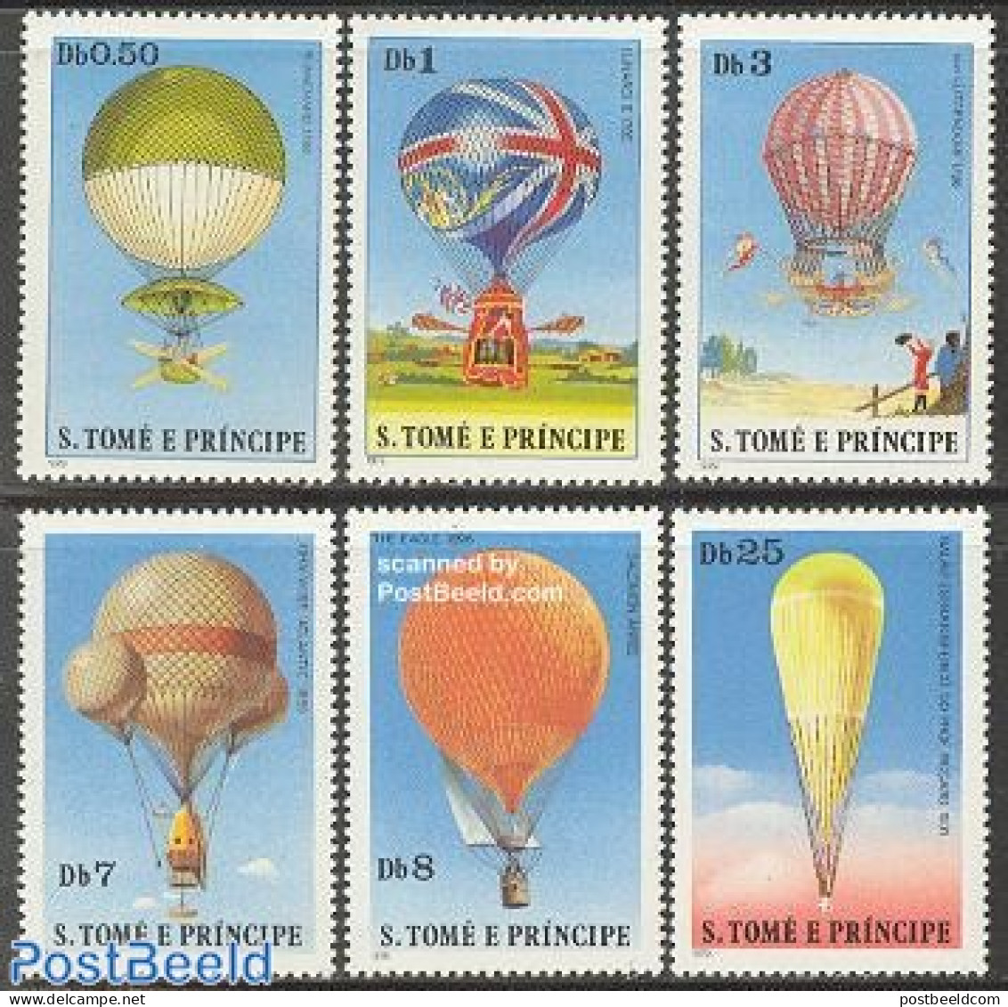 Sao Tome/Principe 1979 Aviation History, Balloons 6v, Mint NH, Transport - Balloons - Fesselballons