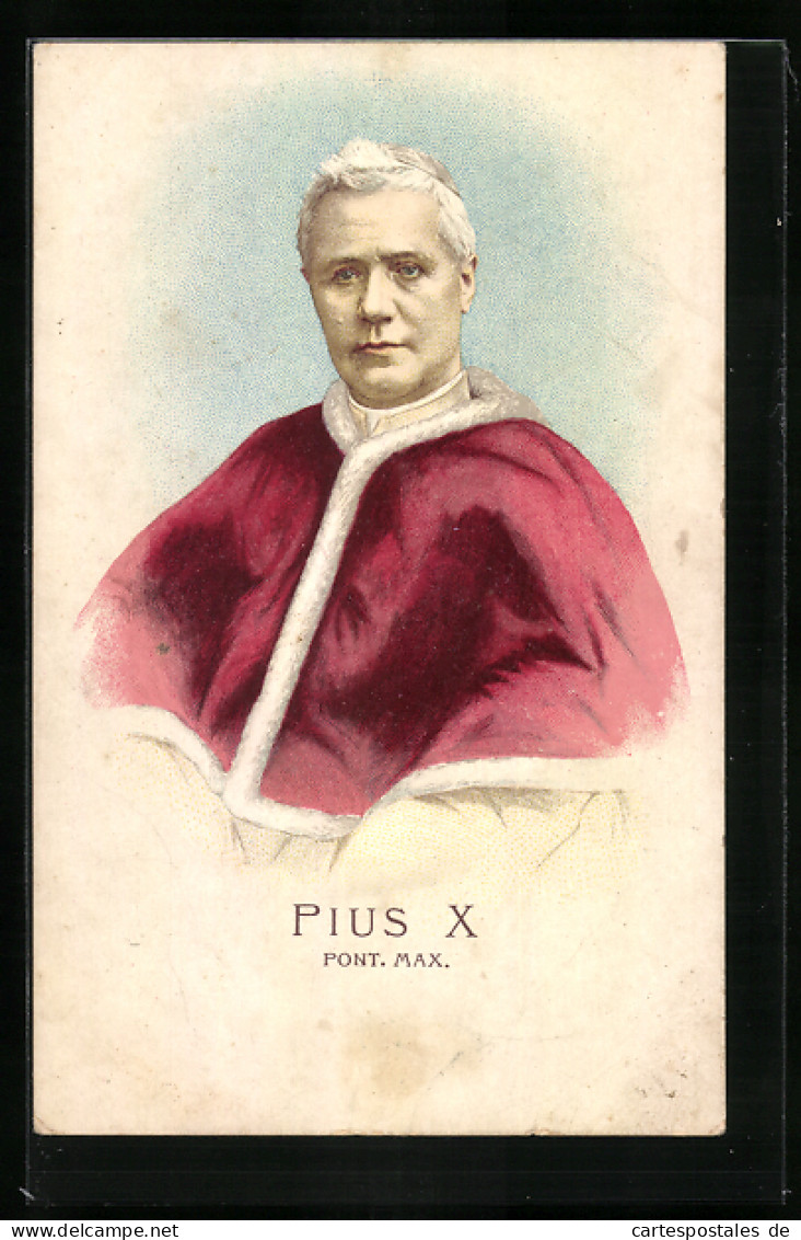 Lithographie Portrait Papst Pius X.  - Päpste
