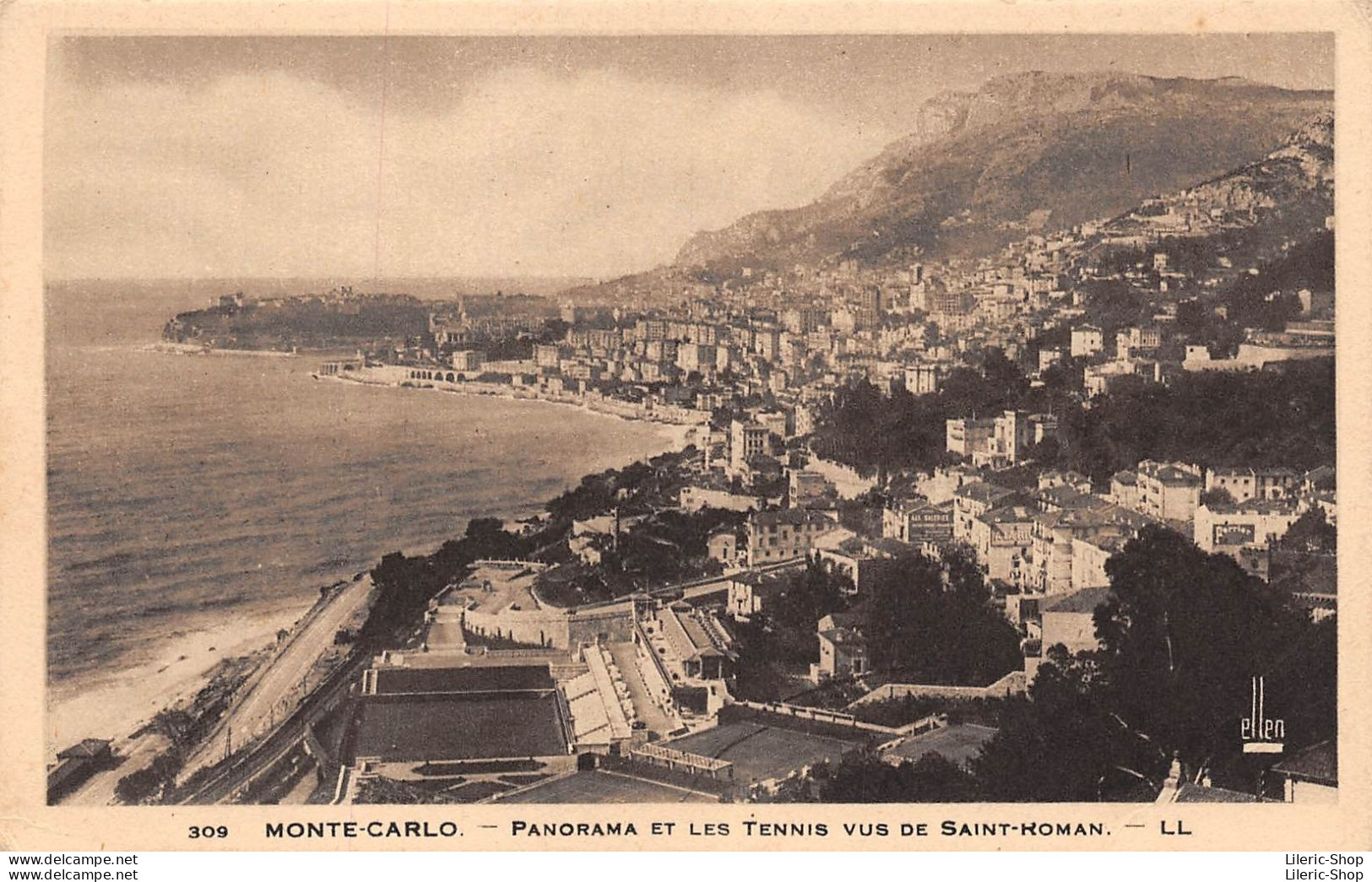 MONTE-CARLO. - PANORAMA ET LES TENNIS VUS DE SAINT-ROMAN. LL - Monte-Carlo