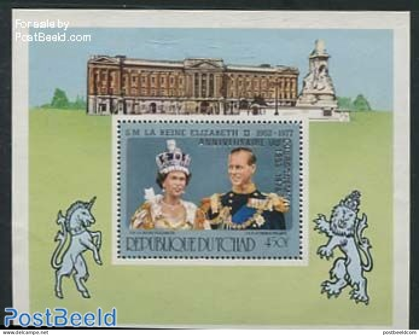 Chad 1978 Elizabeth II Silver Coronation S/s, Mint NH, History - Kings & Queens (Royalty) - Otros & Sin Clasificación