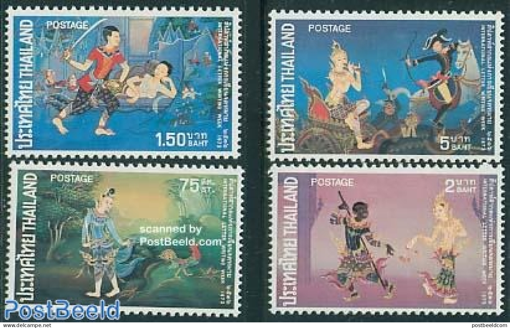 Thailand 1973 International Letter Week 4v, Mint NH, Nature - Horses - Poultry - Art - Fairytales - Fairy Tales, Popular Stories & Legends