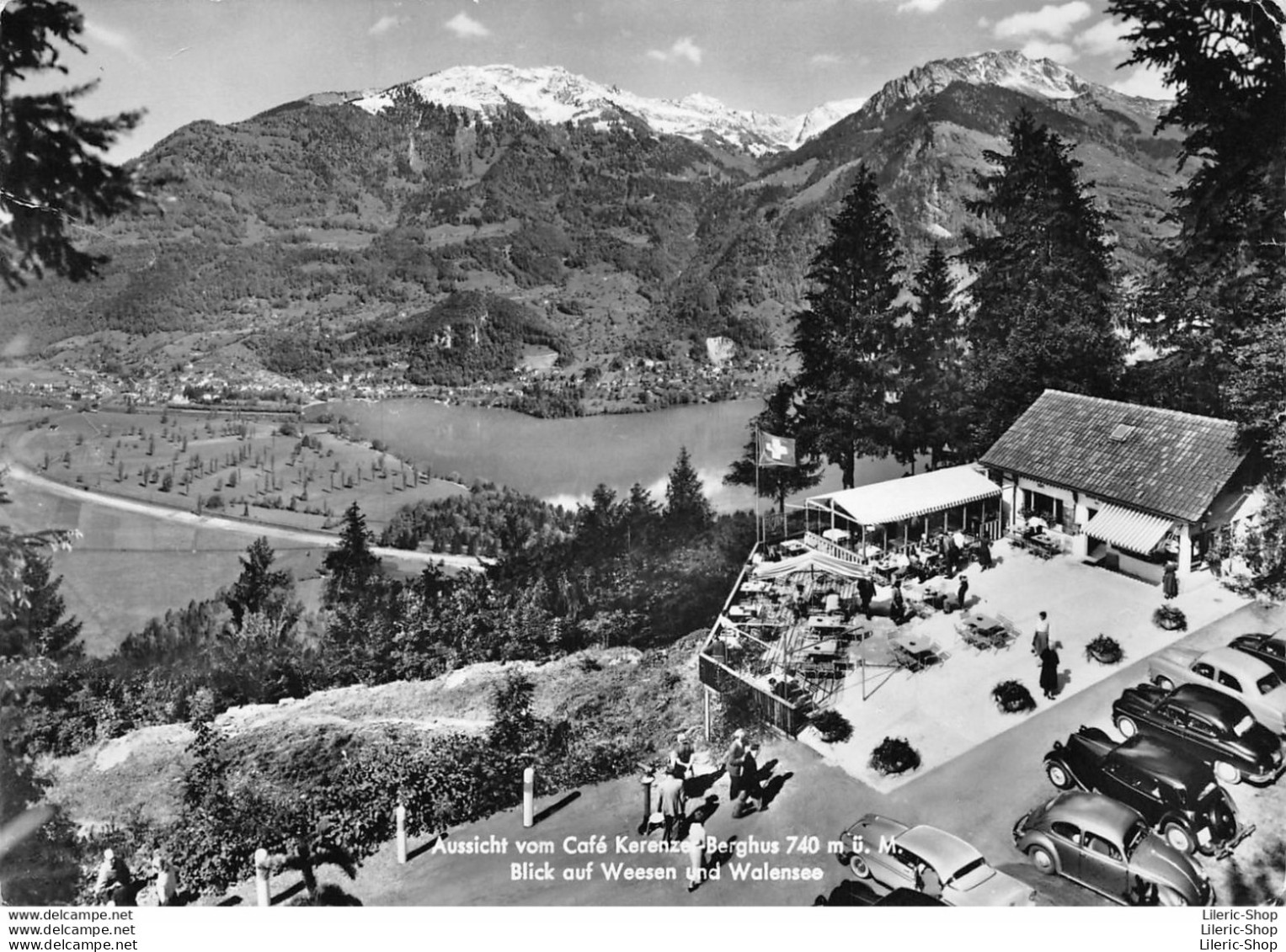 Aussicht Vom Cafe Kerenzer - Berghus  Bei Filzbach, Kt. Glarus (Schweiz) Autos - Berg
