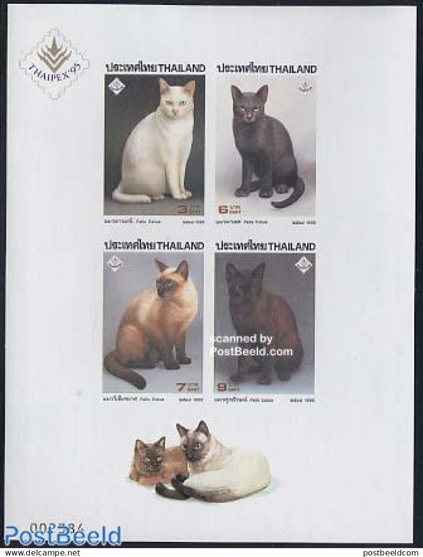 Thailand 1995 Thaipex, Cats S/s Imperforated, Mint NH, Nature - Cats - Philately - Thaïlande
