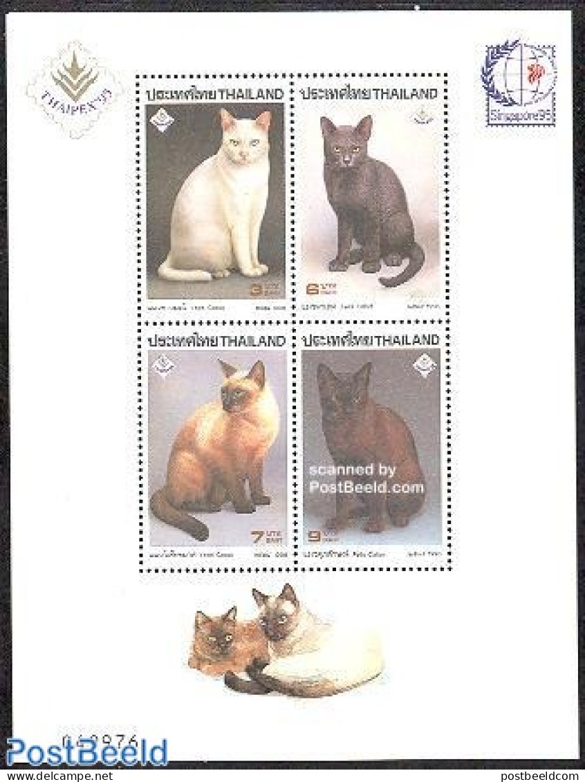 Thailand 1995 Singapore, Cats S/s, Mint NH, Nature - Cats - Philately - Thailand