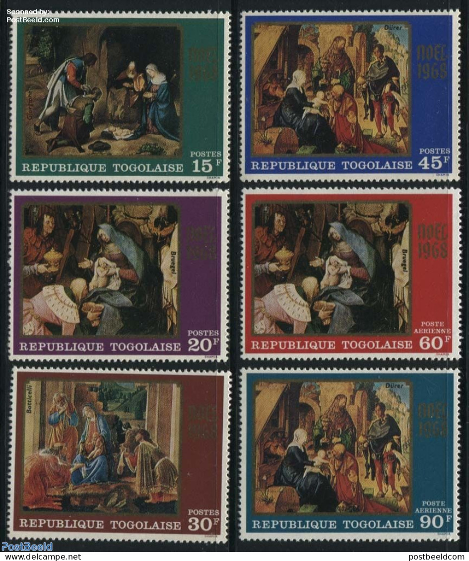 Togo 1968 Christmas 6v, Mint NH, Religion - Christmas - Art - Paintings - Natale