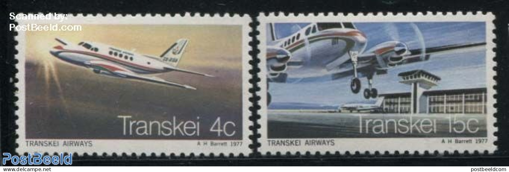 South Africa, Transkei 1977 Transkei Airways 2v, Mint NH, Transport - Aircraft & Aviation - Flugzeuge