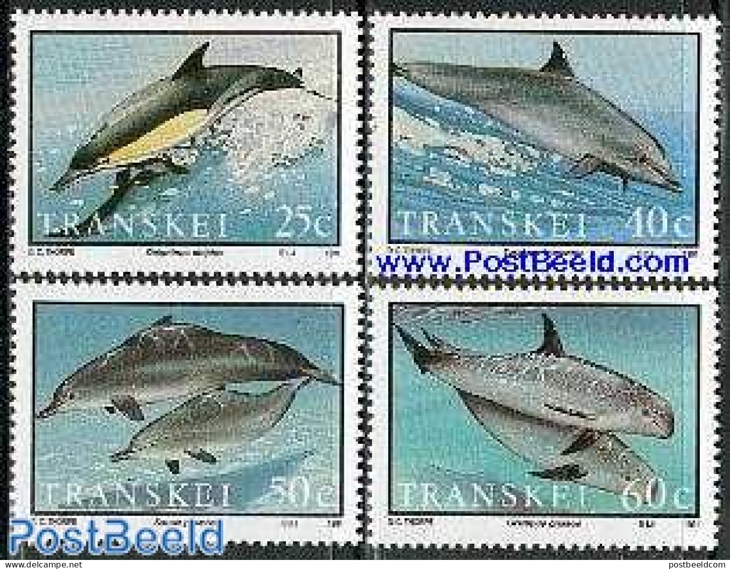 South Africa, Transkei 1991 Dolphins 4v, Mint NH, Nature - Sea Mammals - Transkei