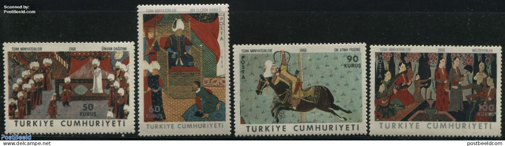 Türkiye 1968 Miniatures 4v, Mint NH, Nature - Horses - Art - Paintings - Other & Unclassified