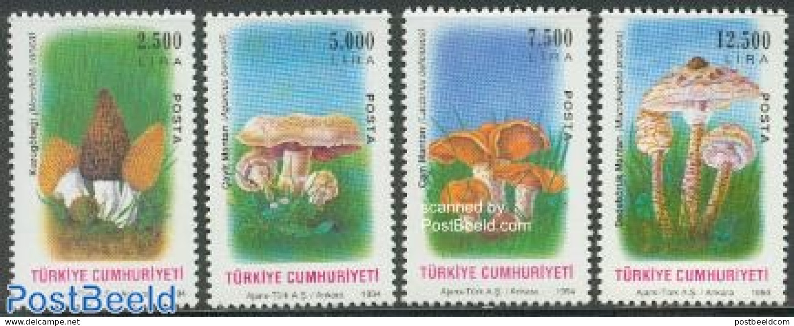 Türkiye 1994 Mushrooms 4v, Mint NH, Nature - Mushrooms - Other & Unclassified