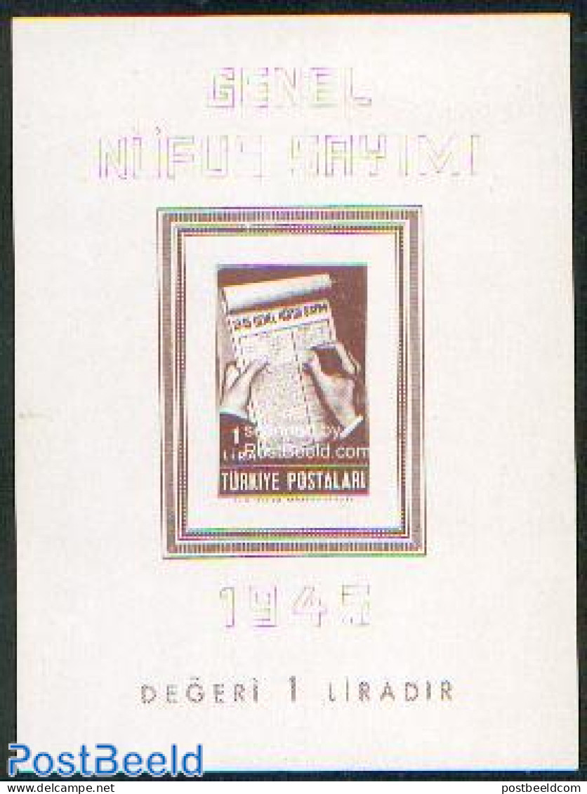 Türkiye 1945 National Census S/s, Mint NH, Science - Statistics - Other & Unclassified