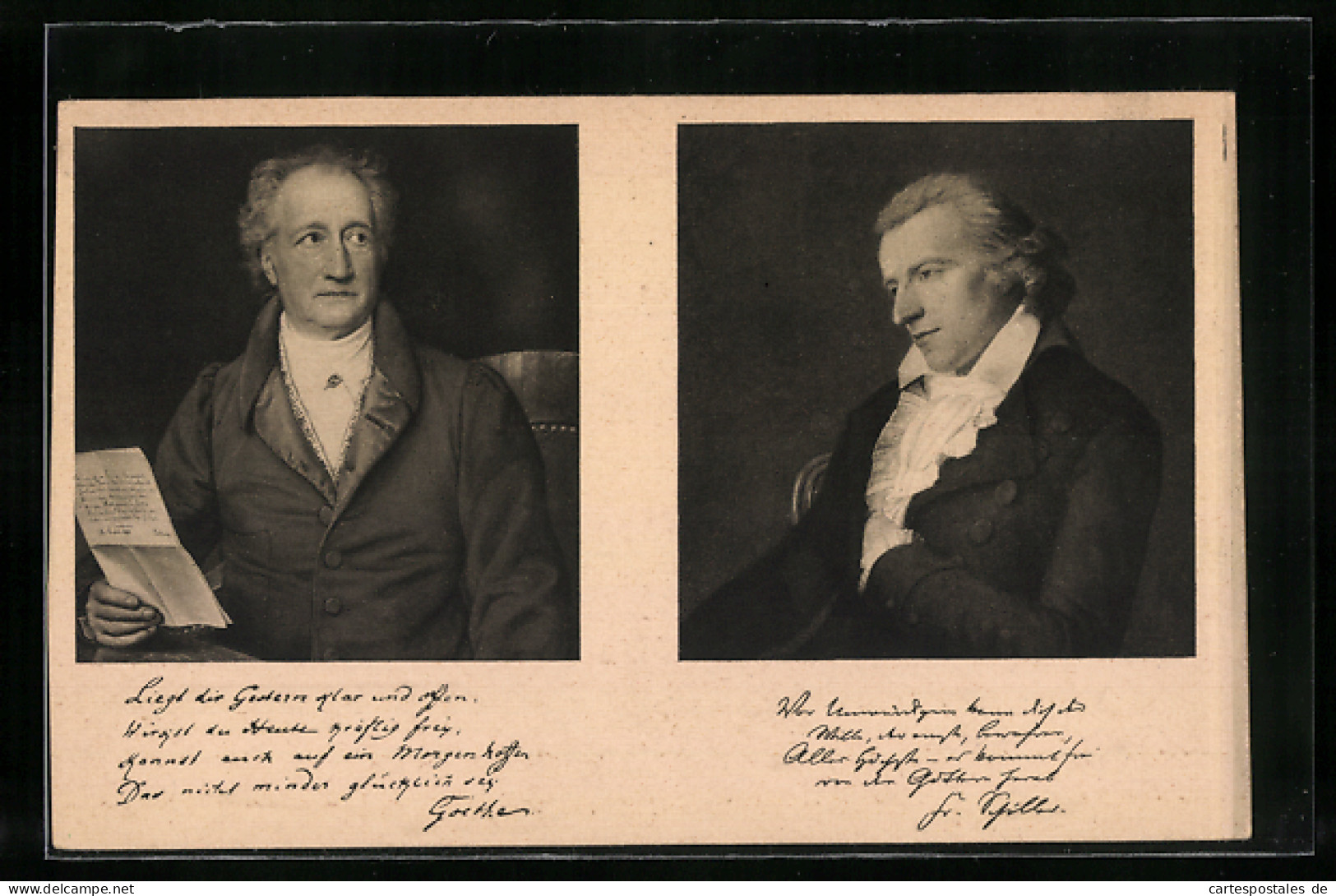 AK Johann Wolfgang Von Goethe Und Friedrich Schiller  - Writers