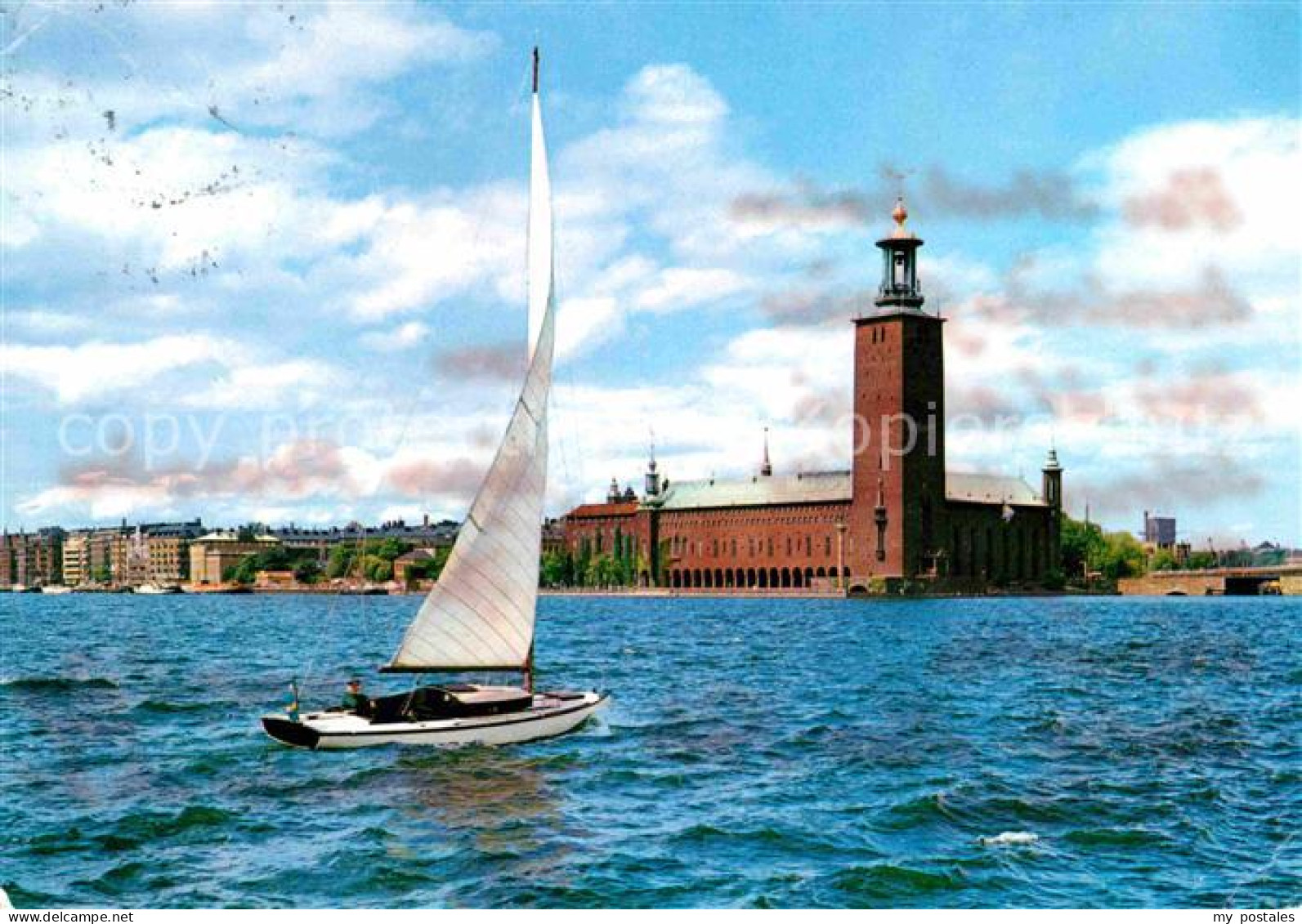 72638995 Stockholm Stadshuset Riddarfjaerden Segelboot Stockholm - Suède