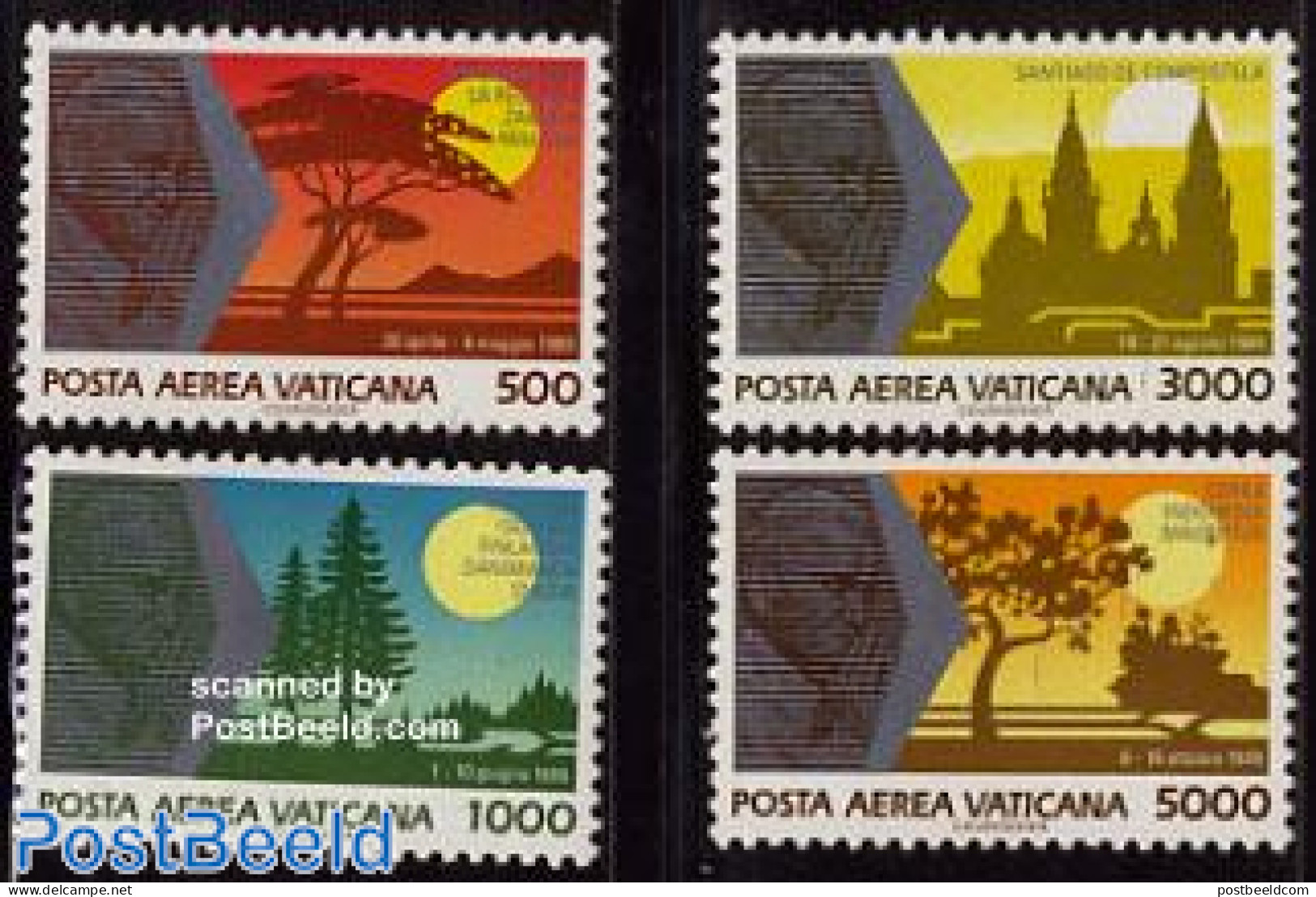 Vatican 1990 Pope World Travels 4v, Mint NH, Nature - Religion - Trees & Forests - Churches, Temples, Mosques, Synagog.. - Neufs