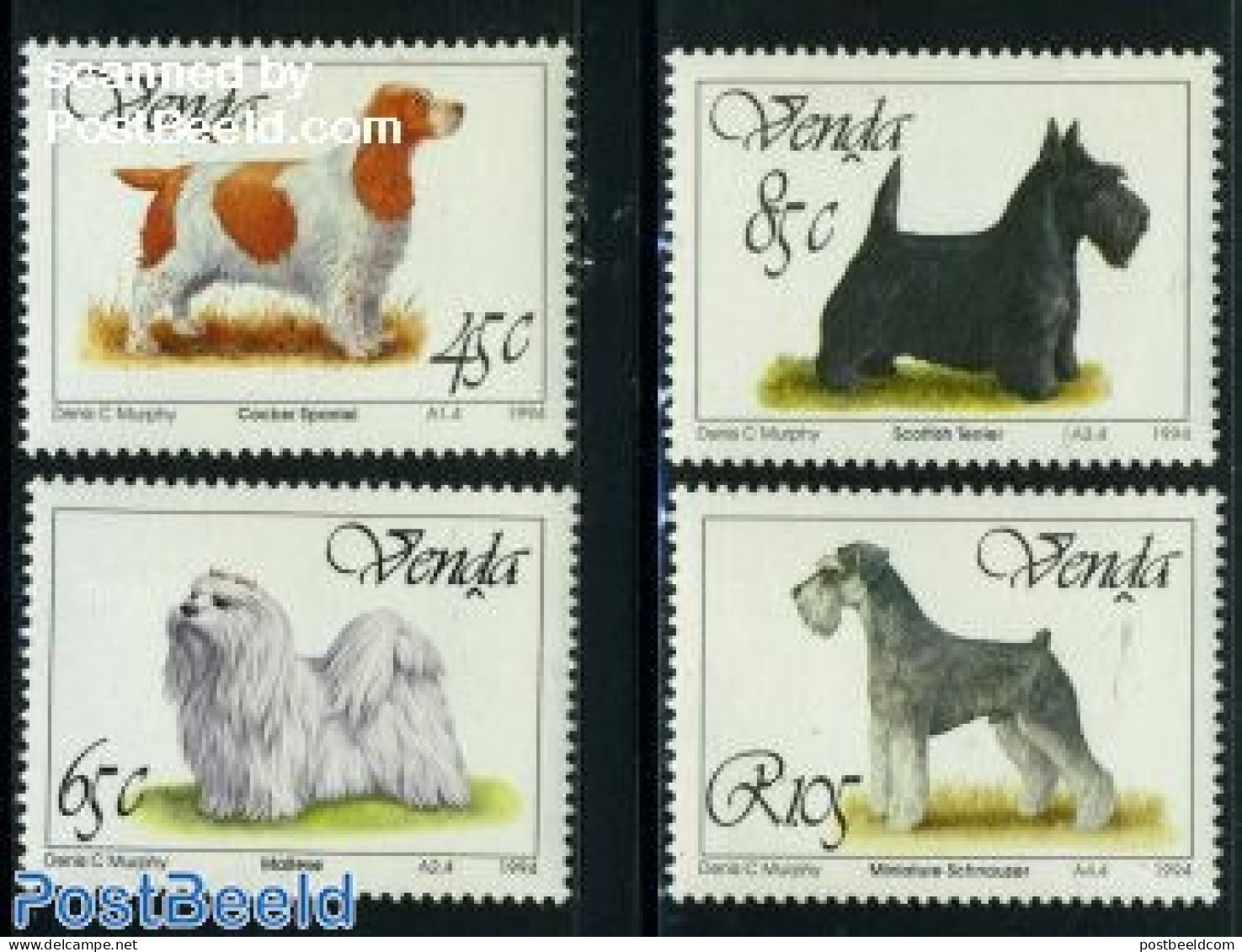 South Africa, Venda 1994 Dogs 4v, Mint NH, Nature - Dogs - Venda