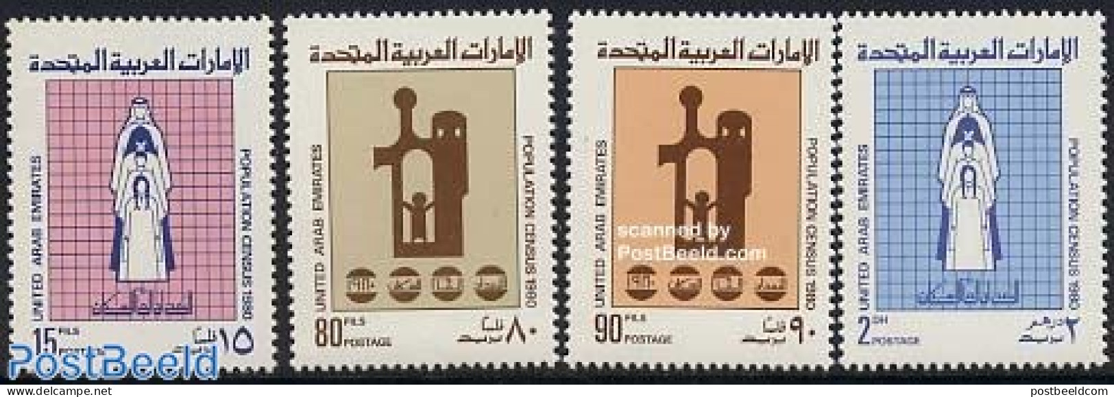 United Arab Emirates 1980 National Census 4v, Mint NH, Science - Statistics - Non Classés