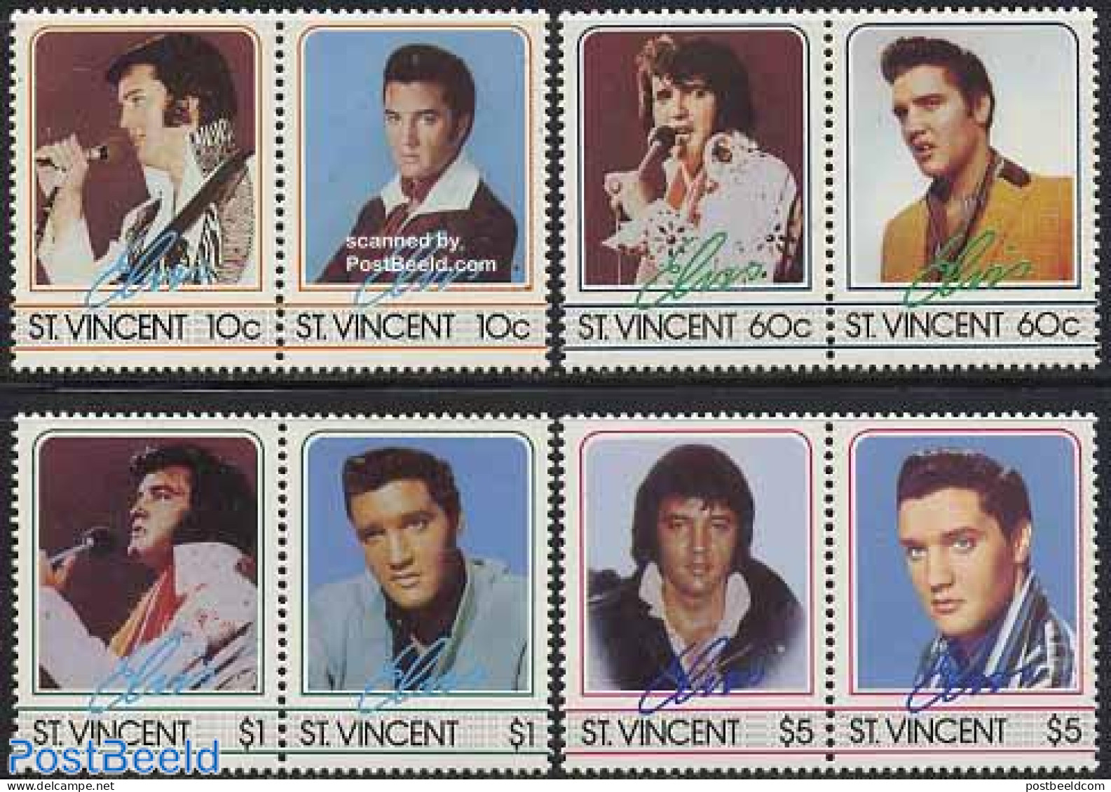 Saint Vincent 1985 Elvis Presley 4x2v [:], Mint NH, Performance Art - Elvis Presley - Music - Popular Music - Elvis Presley