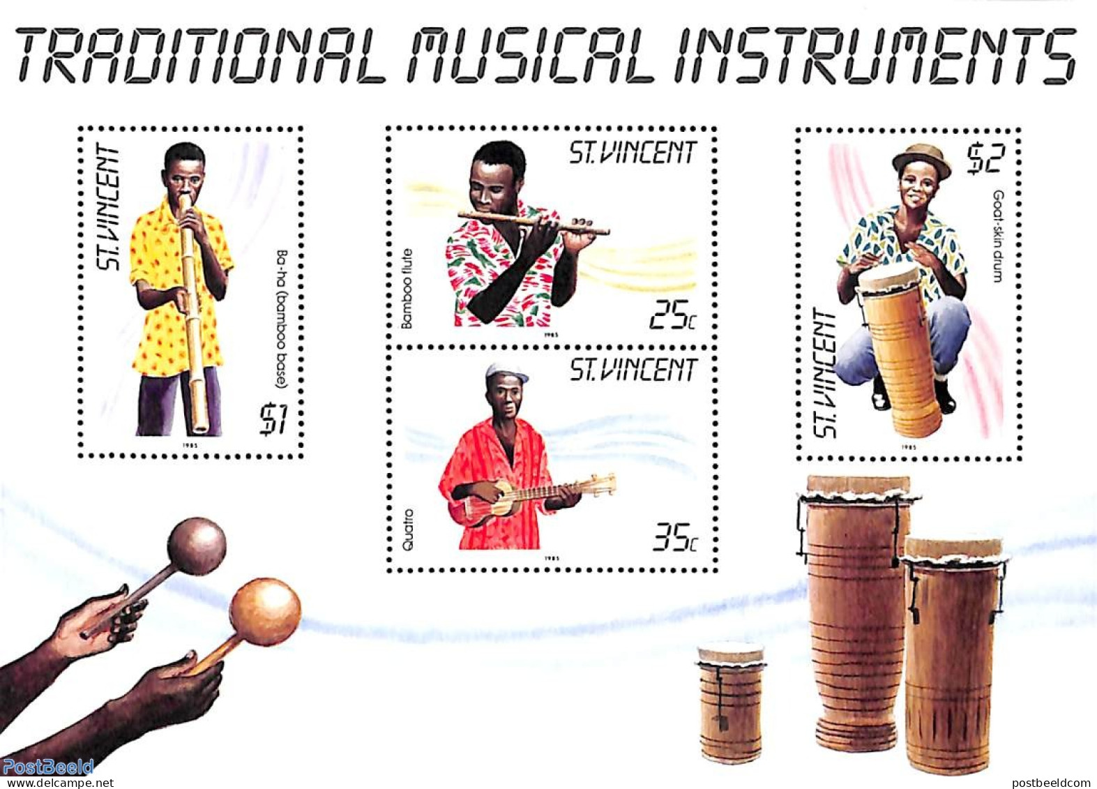 Saint Vincent 1985 Music Instruments S/s, Mint NH, Performance Art - Music - Musical Instruments - Music