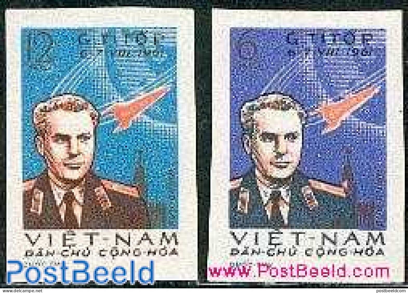 Vietnam 1961 Space Flight 2v Imperforated, Mint NH, Transport - Space Exploration - Sonstige & Ohne Zuordnung