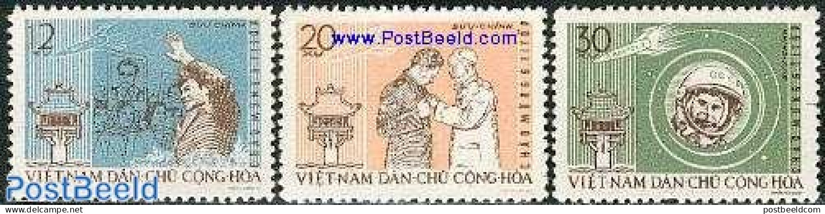 Vietnam 1962 Cosmonauts Visit 3v, Mint NH, Transport - Space Exploration - Sonstige & Ohne Zuordnung