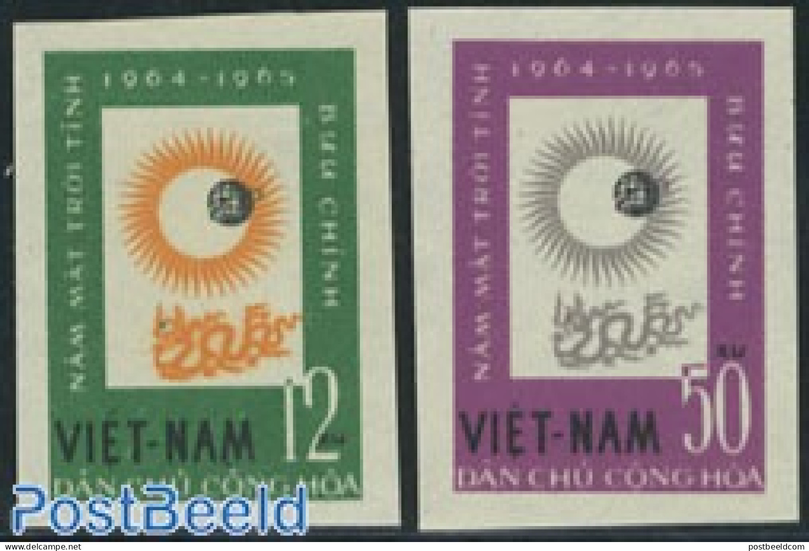 Vietnam 1964 Quiet Sun Year 2v Imperforated, Mint NH, Science - Transport - Astronomy - Space Exploration - Astrologie