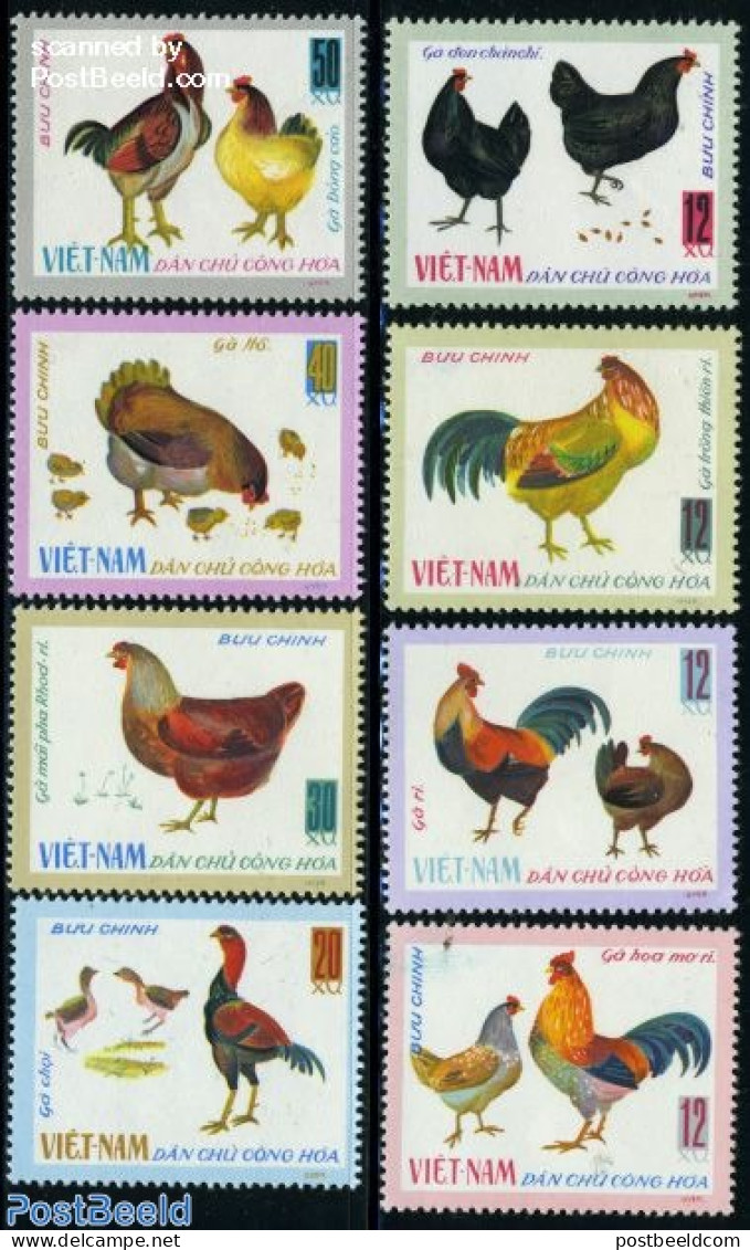 Vietnam 1968 Chicken 8v, Mint NH, Nature - Birds - Poultry - Andere & Zonder Classificatie