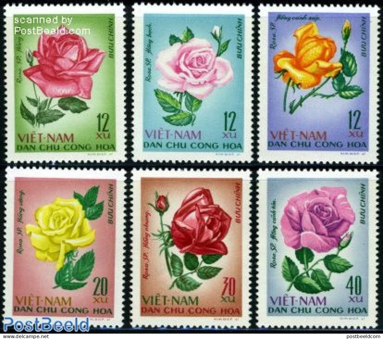 Vietnam 1968 Roses 6v, Mint NH, Nature - Flowers & Plants - Roses - Andere & Zonder Classificatie