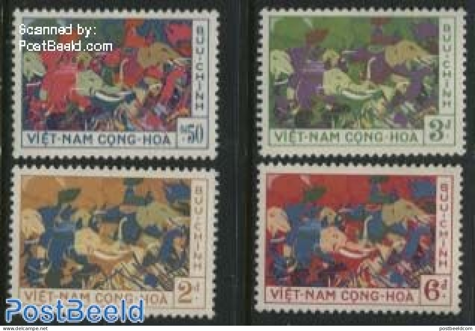 Vietnam, South 1959 Battle Elephants 4v, Mint NH, Nature - Various - Elephants - Folklore - Andere & Zonder Classificatie