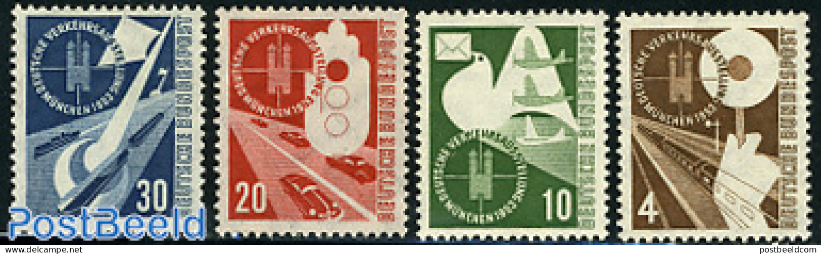 Germany, Federal Republic 1953 Transport Exposition 4v, Mint NH, Transport - Automobiles - Aircraft & Aviation - Railw.. - Ongebruikt