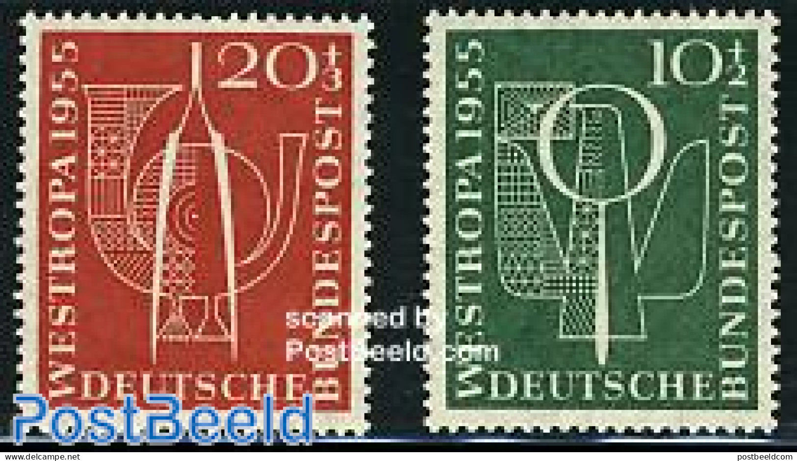 Germany, Federal Republic 1955 Westropa Stamp Exposition 2v, Mint NH, History - Europa Hang-on Issues - Nuovi