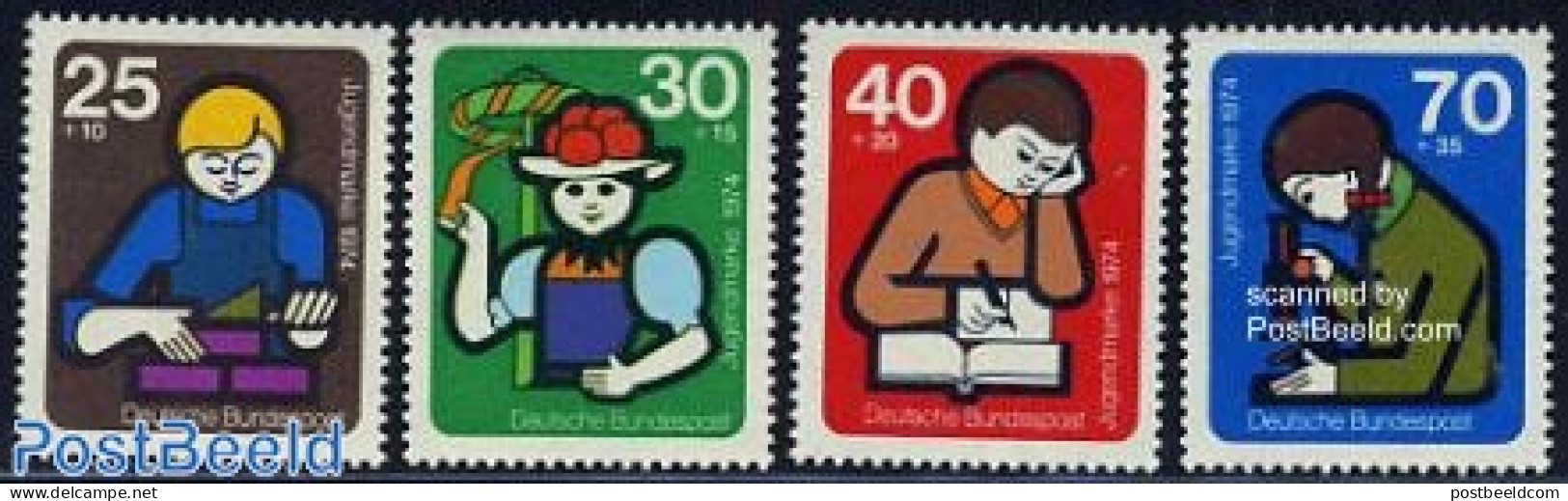 Germany, Federal Republic 1974 Youth Welfare 4v, Mint NH, Science - Various - Education - Costumes - Neufs