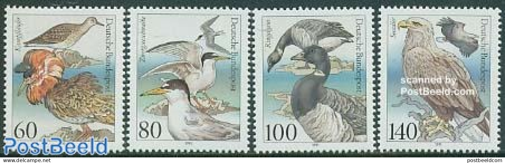 Germany, Federal Republic 1991 Protected Sea Birds 4v, Mint NH, Nature - Birds - Birds Of Prey - Ducks - Unused Stamps