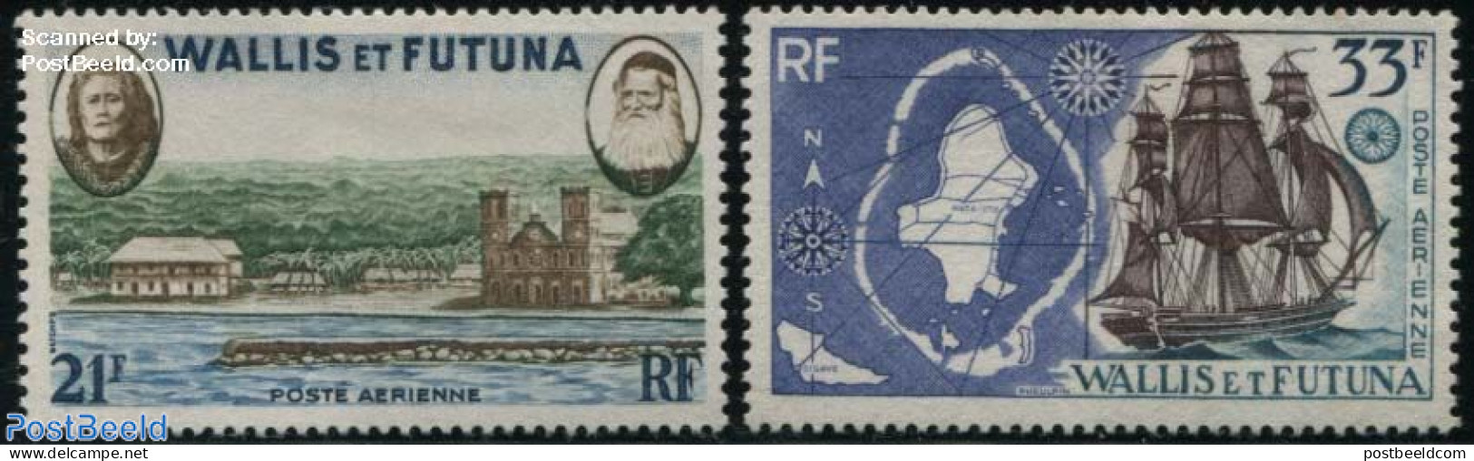 Wallis & Futuna 1960 Airmail Definitives 2v, Mint NH, Religion - Transport - Various - Churches, Temples, Mosques, Syn.. - Churches & Cathedrals
