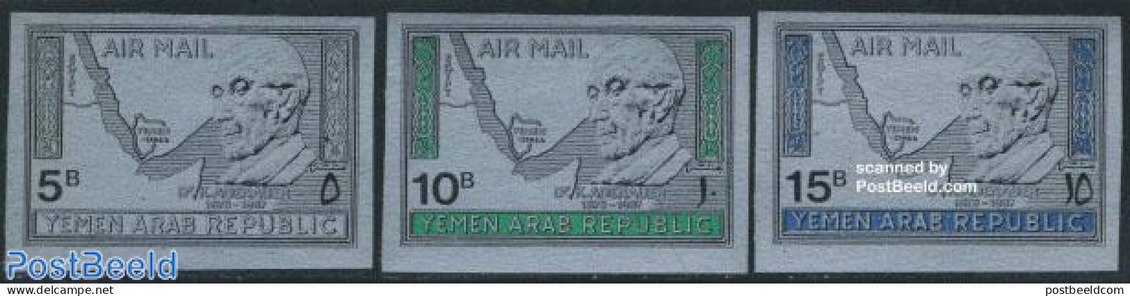 Yemen, Arab Republic 1968 Adenauer 3v (silver), Mint NH, History - Various - Germans - Politicians - Maps - Geography