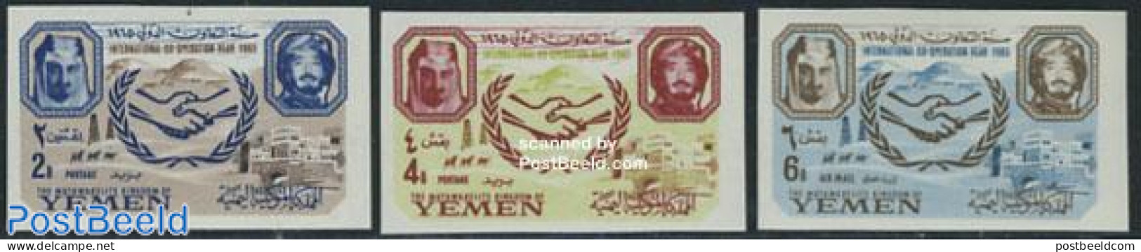 Yemen, Kingdom 1965 Int. Co-operation 3v Imperforated, Mint NH, History - I.l.o. - Autres & Non Classés