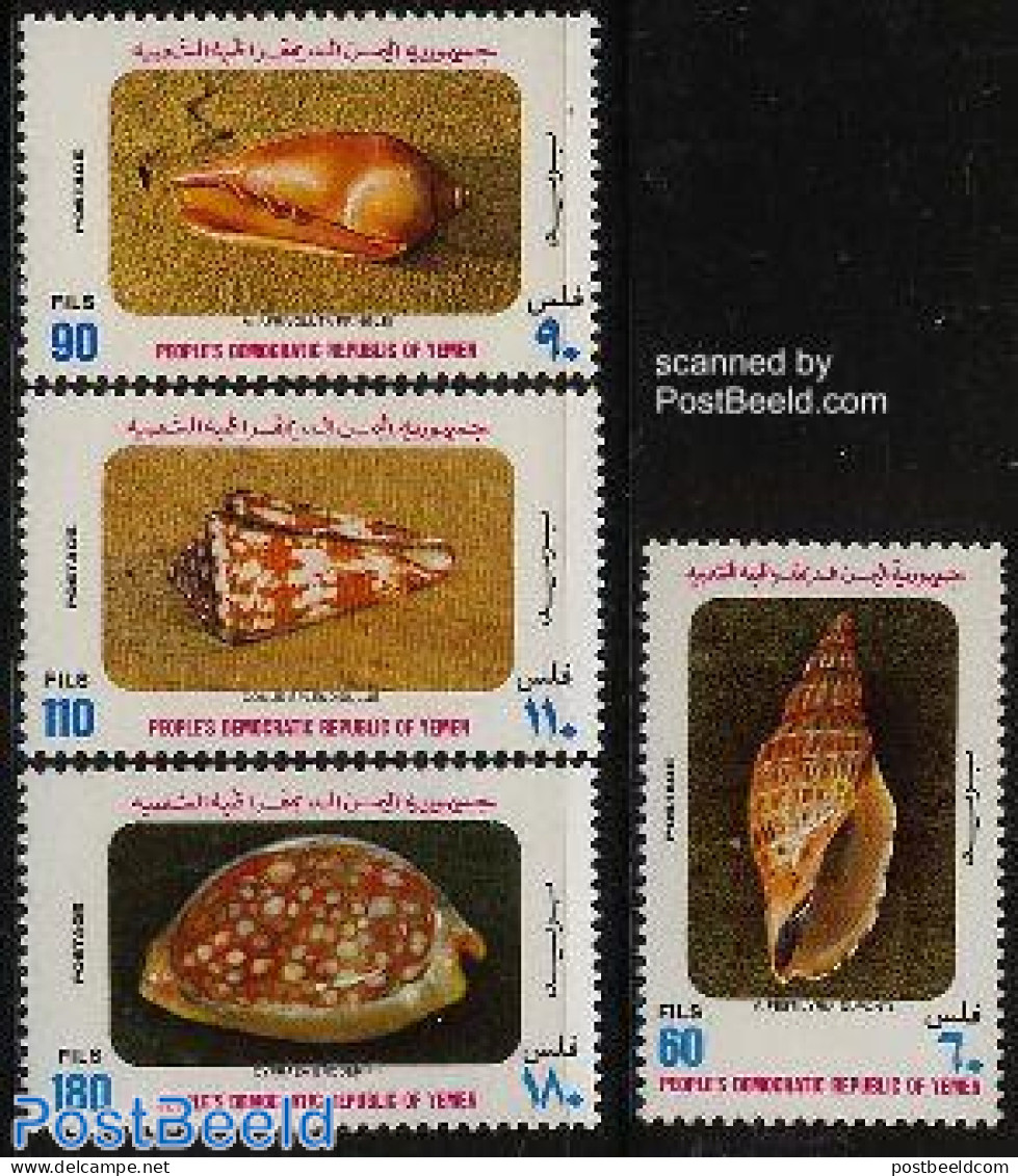 Yemen, South 1977 Shells 4v, Mint NH, Nature - Shells & Crustaceans - Marine Life